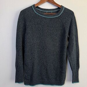 Eddie Bauer Cotton Knit Sweater Blue Gray Contrast Trim M Y2K
